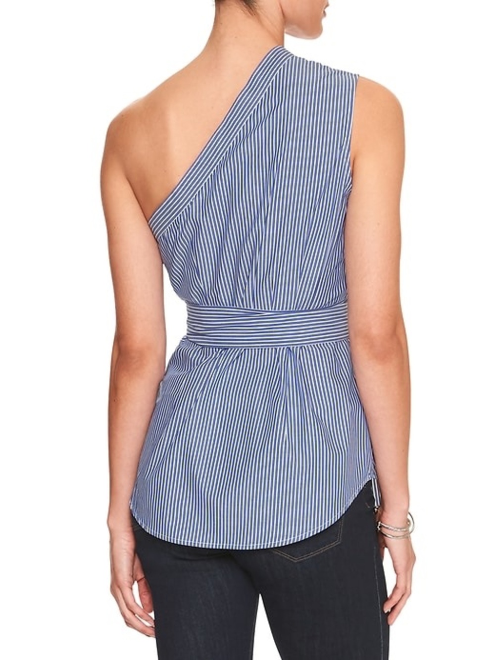 Banana Republic Blue and White One-Shoulder Striped Camisole
